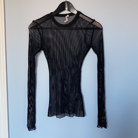 NWOT Urban Outfitters Out From Under black mesh fishnet long sleeve top shirt - Picture 3 of 10